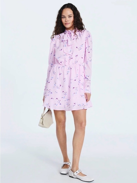 Scoop Dresses & Skirts - Scoop Orchid Rose Floral Tie Neck Mini Dress NWT XL